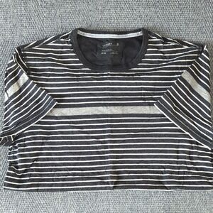 Express Black and White Striped Short Sleeve Tee